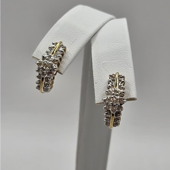 Staccato Gold and Silver Crystal Earrings - Picture 3 of 7